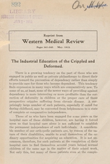 The industrial education of the crippled and deformed